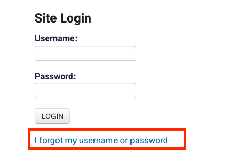 Site log-in username and password image